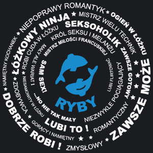 Znak Zodiaku - Ryby - Damska Koszulka Czarna