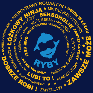 Znak Zodiaku - Ryby - Damska Koszulka Granatowa