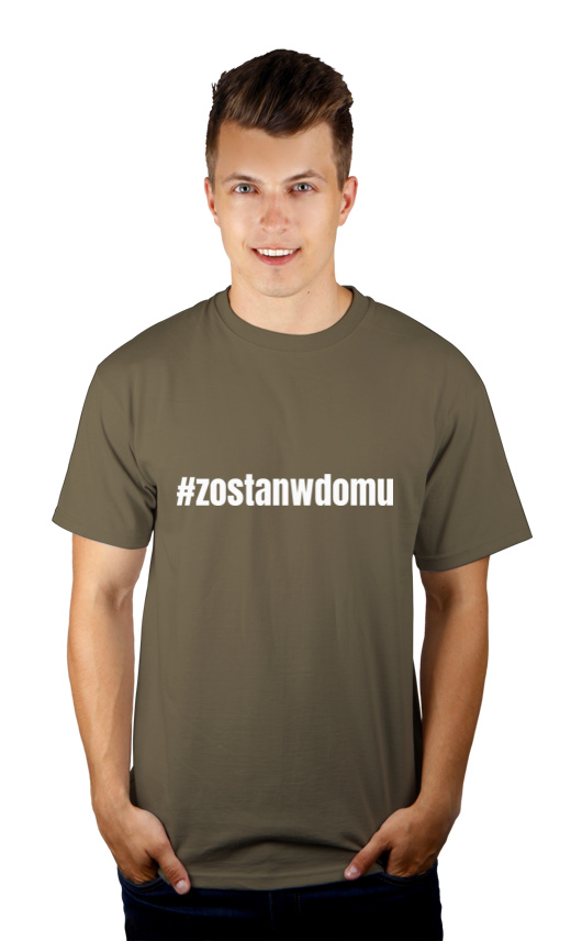 Zostań W Domu - Męska Koszulka Khaki