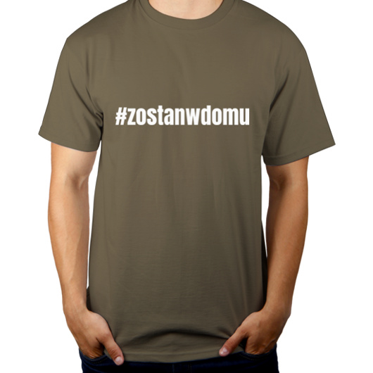 Zostań W Domu - Męska Koszulka Khaki