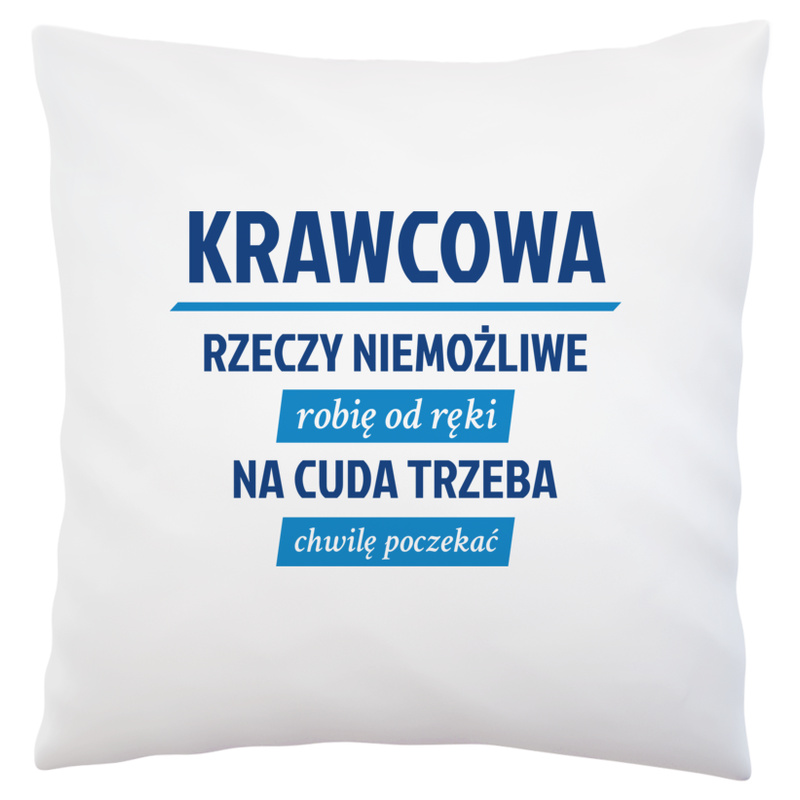 krawcowa - rzeczy niemożliwe robię od ręki - na cuda trzeba chwilę poczekać - Poduszka Biała