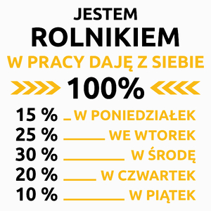 rolnik w pracy daje z siebie 100%  - Poduszka Biała