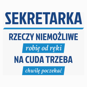 sekretarka - rzeczy niemożliwe robię od ręki - na cuda trzeba chwilę poczekać - Poduszka Biała