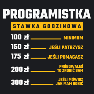 stawka godzinowa programistka - Damska Koszulka Czarna