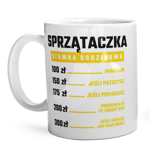 stawka godzinowa sprzątaczka - Kubek Biały