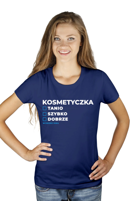 szybko tanio dobrze kosmetyczka - Damska Koszulka Granatowa